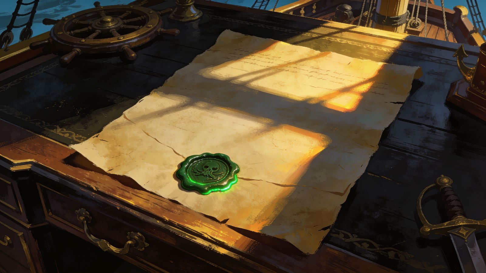 Wax-sealed document on a dark polished desk — responsible gambling and player protection